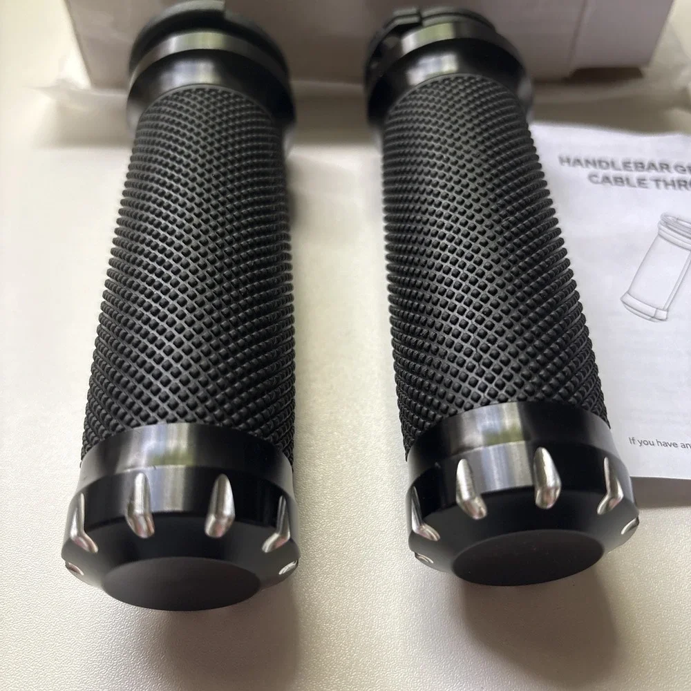 1 Inch Hand Grips Handlebar Grips Cable Throttle Control for Harley